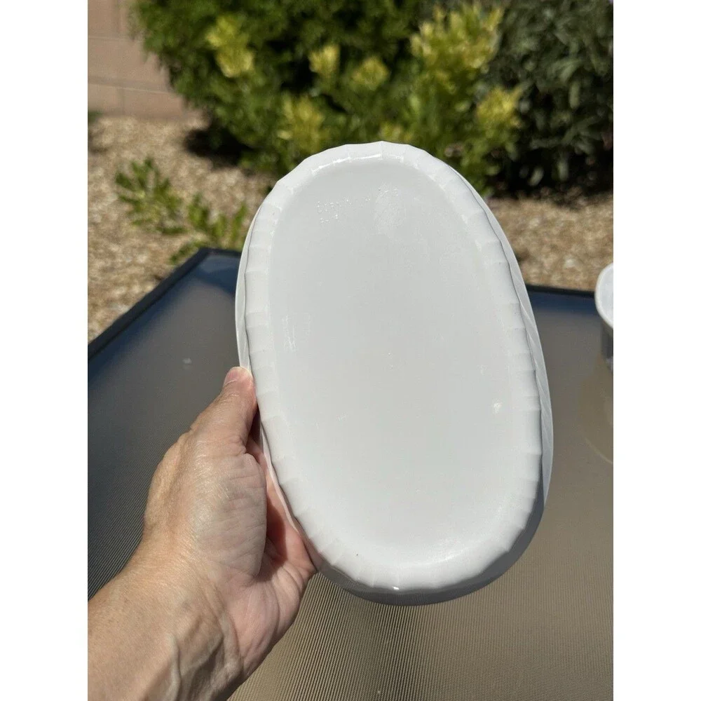 Lot 2 Corning Ware French White Oval Individual Casserole Set Baking Dish F-15-B